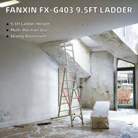 FANXIN FX-G403 Échelle escamotable multi-positions 4x3 marches, 12 positions, pieds évasés en aluminium, 150 kg, conforme EN