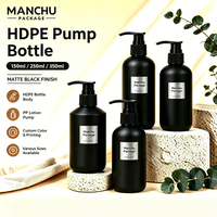 Bouteilles cosmétiques rondes en HDPE à pompe, diverses tailles, étiquette personnalisée, stock disponible pour l'emballage des soins personnels