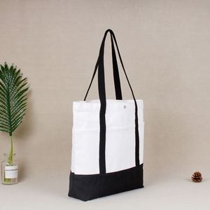 Wholesale Custom Tote Bag Canvasa Large <b>Canvas</b> Tote Bag With Button Cotton Blank Women's Tote Bags With Custom Printed Logo - Product Image 4