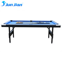 Table de billard pliable avec pieds en métal Jun Jian, tapis bleu, jeu complet de queues et de billes pour salle de jeux à domicile