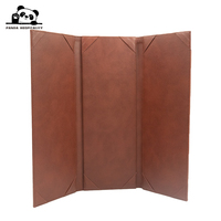 Housse de menu en cuir PU imperméable, nouveau style, tri-pliante, 4 vues, marron, impression en relief personnalisée, toutes tailles pour hôtels, restaurants, bars