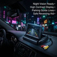 Moniteur de recul pliable pour voiture de 4,3 pouces, écran HD TFT LCD monté sur fenêtre avec caméra de plaque d'immatriculation, assistance au recul étanche