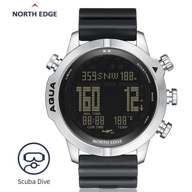 2026 New NORTH EDGE AQUA Men's Professional Diving Computer Watch Scuba Diving NDL 50M Dive Watches Altimeter Barometer Compass