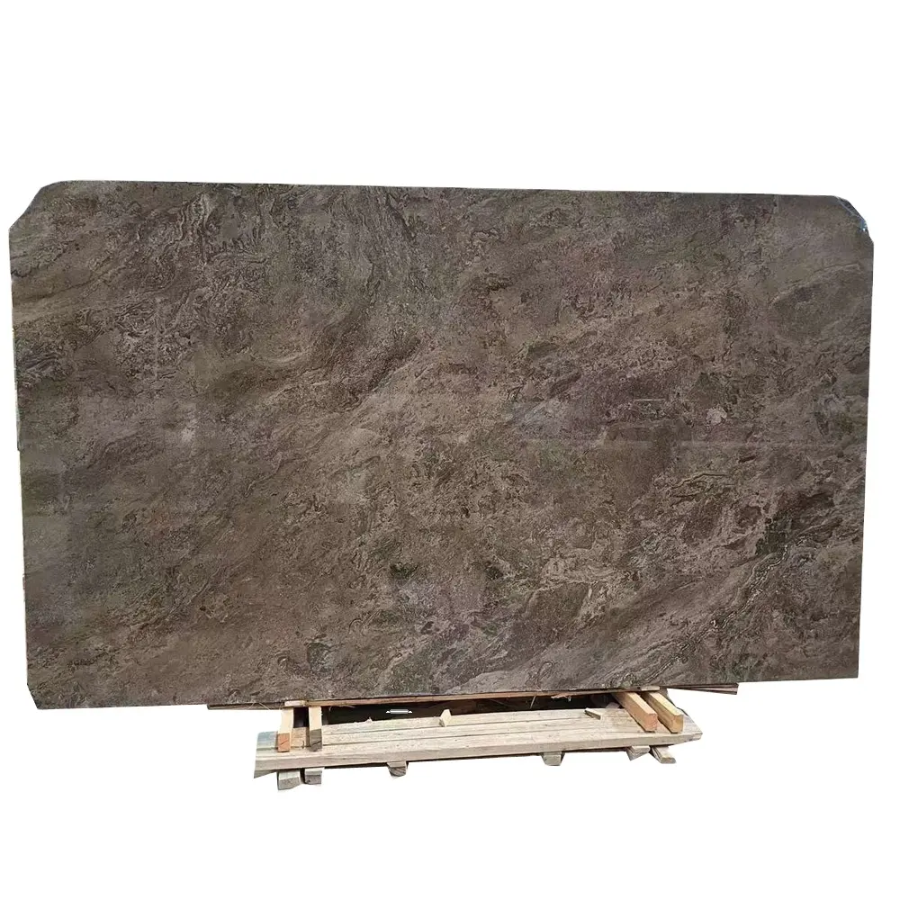 Polissage de pierre naturelle Turquie Moon Valley Vague noire Marbre gris Panneau de dalle de pierre de marbre brun