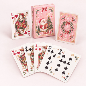 Juego de Cartas de Navidad Pinkmas, Baraja Rosa y Roja con Diseño Floral, Estampado Dorado, Diseño de Árbol de Navidad, Caja de Regalo - Product Image 3
