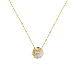 Gemnel Cubic Zirconia <span class=keywords><strong>Terra</strong></span> MEDALLION สร้อยคอท้องฟ้าสีเงินพระจันทร์เสี้ยวและสร้อยคอจี้ดวงอาทิตย์สีทอง - Product Image 1