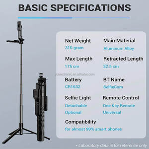 Soporte para Dos Teléfonos, <span class=keywords><strong>Palo</strong></span> Selfie Extensible de 1830 mm, Trípode Portátil con Estabilizador y Control Remoto para Vlogging en Vivo, Venta <span class=keywords><strong>al</strong></span> Por Mayor de Fábrica - Product Image 1