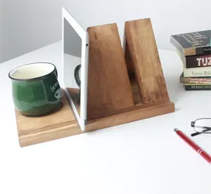 Pegangan buku multifungsi pembatas buku segitiga kayu berdiri Tablet hadiah kekasih buku unik buatan tangan kustom