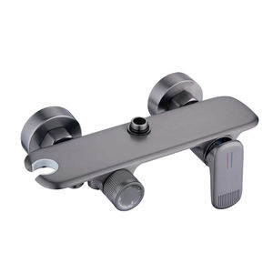 Ensemble de douche mural en laiton gris anthracite minimaliste de luxe avec thermostat et pomme de douche à jet doux avec filtre - Product Image 3