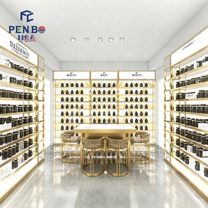 Estante de Exhibición de Pared para Perfumes, Estilo Boutique, LED, Ecológico, Dorado, Resistente, Personalizable, Acabado Pulido, de Alta Gama - Product Image 4