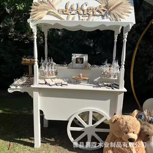 Chariot à roulettes en bois pour bonbons et desserts, pour mariage, anniversaire, décoration extérieure, 202 spécifications, style élégant - Product Image 3