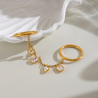 Bijoux personnalisés OEM, minimalistes, en acier inoxydable plaqué or 18 carats, double anneau, anneau en zircon, imperméable, anneau qui ne se décolore pas, bijoux élégants