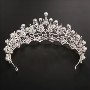 Diadema de Novia Coreana Popular con Pedrería, Accesorios de Boda, Corona de Perlas para Novia - Product Image 5