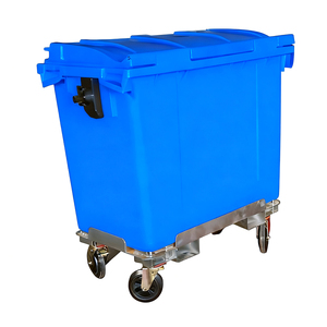 Cubo de basura municipal de 1100l con base de hierro reforzado, diseñado para la recolección de residuos de gran volumen, adecuado - Product Image 6
