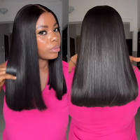 Pelucas de cabello humano virgen vietnamita de corte Romo doble dibujado 20 pulgadas 13x4 frente de encaje Perruque SDD peluca recta de hueso de Vietnam