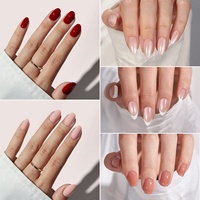 Faux Ongles en Acrylique Personnalisés à Paillettes Brillantes, Vente en Gros, Forme Amande, Gel Doux, Automne Hiver, à Coller, à Presser