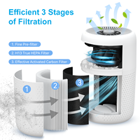 Purificateur d'air portable YARIKI pour bureau, alimenté par USB, avec filtres HEPA et charbon actif, ions négatifs, bruit blanc et aromathérapie pour la maison