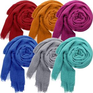 CCY 185*90cm Prêt Stock En Gros Musulman Hijabs Écharpes Islamiques Femmes Ethnique Coton Lin Long Châles Écharpes D'été Mince Écharpe - Product Image 3