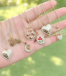 Elegant jewelry Heart Fe flower Pendant Necklace fashion Charm link <b>chain</b> for Women Gift accessories - Product Image 6