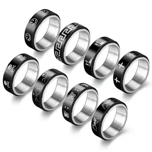 HOT SALE FASHION Neue Anti-Angst-Reduktion Edelstahl Mode Double Layer Spinning Ring Men