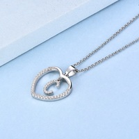 Collier Pendentif Breloque Lettre Initiale Alphabet Cœur en Zirconium Plaqué Or Argent Sterling 925