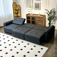 Sofá Cama Eléctrico de Lujo Moderno, Cuero Genuino, Multifuncional, Extensible, Plegable, Convertible, Nuevo Modelo para Sala de Estar