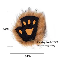 Gants de patte d'animal sans doigts mignon mitaines de griffe de chat en fausse fourrure en peluche pour accessoires de jeu de rôle de Convention d'anime