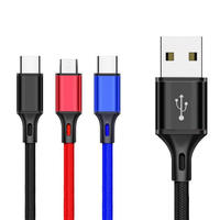 Alta calidad 0,25 M Nylon trenzado tipo C USB 2,0 Cable PVC 2.4A Cargador rápido para Samsung Compatible con ordenador de Material de cobre puro