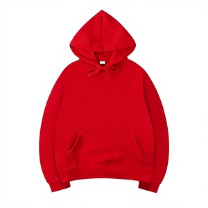 เสื้อฮู้ดโอเวอร์ไซส์แบบยูนิเซ็กซ์ สีแดงล้วน มีกระเป๋า ผ้าฟลีซทอเนื้อนุ่ม โพลีเอสเตอร์/เรยอน แขนยาว ทรงปกติ ใส่ได้ในฤดูหนาว - Product Image 1