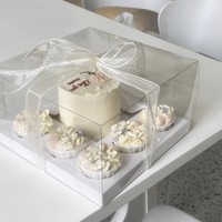 Boîtes cadeaux transparentes personnalisées Fundom à 6 trous pour cupcakes à emporter avec fenêtre et ruban