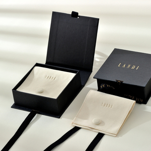 Factory Luxury Custom Necklace Microfiber Jewelry Pouch Personalized <b>Ribbon</b> Paper Jewelry Boxes - Product Image 3
