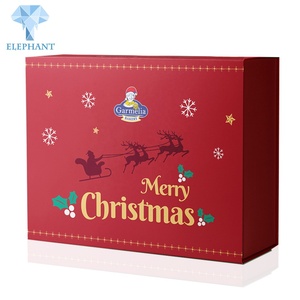 Caja de Regalo de Papel Rígido con Forma de Libro Navideño Rojo de Lujo, Caja de Regalo Magnética Plegable Personalizada - Product Image 3