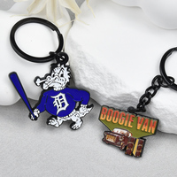 Gantungan Kunci Enamel Anime Kustom Hitam Kartun Maskot Seni Pola Bunga Gantungan Kunci Logam