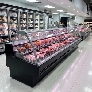 Vitrine réfrigérée multifonctionnelle en verre incurvé pour fromages, charcuteries et salades, fournie directement par l'usine - Product Image 2