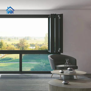 หน้าต่างกระจกสองชั้นแบบเปิดเข้าด้านใน ป้องกันพายุ แบบพับแนวตั้ง อลูมิเนียม บานเฟี้ยม - Product Image 4