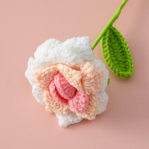 Fil de laine au crochet <span class=keywords><strong>tige</strong></span> de rose bouquet de rose fleur de rose fait à la main - Product Image 4