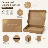Boîtes d'expédition en carton ondulé biodégradable personnalisées, boîte d'emballage imprimée sur mesure avec logo doré, ensemble de boîtes en papier