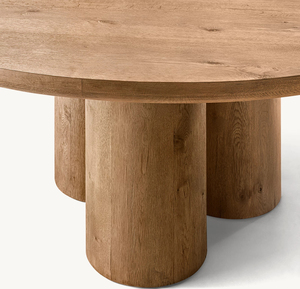 High Heat Finished Oak Wood Round <b>Dining</b> <b>Table</b> Oslo Style Sculptural Furniture for Modern Interior Design - Product Image 3