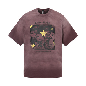 Camiseta de hombre de algodón 100% de 250-300g, cuello redondo, manga corta, estilo vintage, con estampado degradado tie-dye, corte holgado, de marca, a la moda. - Product Image 3