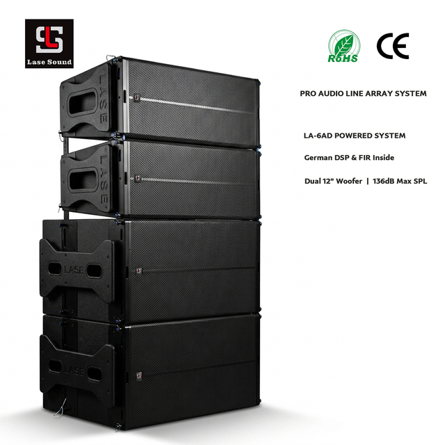 Active Powered LA-6 Line Array Dual 12 Inch Speaker with Germany DSP FIR 1600W Stage Audio System for Concert CE RoHS