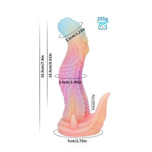 Glow Monster Regenboog Buitenaardse Dildo Jongen Seksspeeltje Mannelijke Dildo Anale Vrouwelijke Plezier Speelgoed Siliconen - Product Image 6