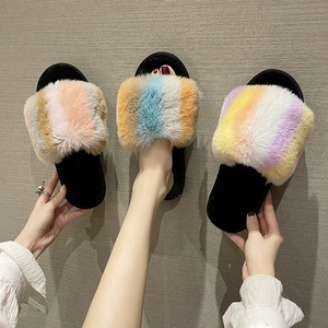 <span class=keywords><strong>Sandales</strong></span> en fourrure de renard moelleuses pour femmes, semelle en PVC, <span class=keywords><strong>sandales</strong></span> d'intérieur, toutes saisons - pour l'été, l'hiver, le printemps, l'automne, couleurs mélangées - Product Image 2
