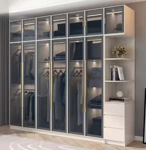 Wardrobes Bedroom Furniture Wood Grain MDF Melamine Laminate <b>Storage</b> Cabinet <b>Cupboard</b> Clothes Cabinets Wholesale Wood Closet - Product Image 6