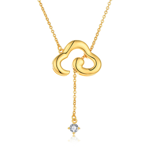 Collar con colgante de circonita de nube de oro amarillo de 18 quilates, joyería fina de Plata de Ley 925, collares de lazo de cielos nublados para regalo de mujer - Product Image 1
