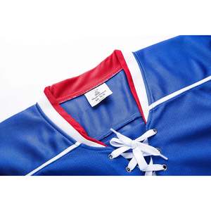 Maillot de hockey sur glace EALER bleu, rouge et blanc, col en V, séchage rapide, sublimé, 340 g/m², équipement d'entraînement unisexe pour adultes - Product Image 1