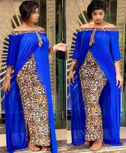 प्लस आकार ढीला शिफॉन Abaya मंजिल लंबाई कपड़े फैशन झूठी दो टुकड़ा तेंदुए Dashiki पोशाक के लिए अफ्रीकी कपड़े महिला