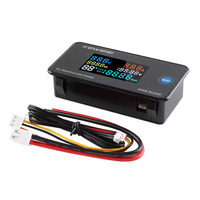 Voltmeter Digital KWS-DC200, Voltmeter DC 0-200V voltase tujuh fungsi pengukur energi daya tampilan warna LED Wattmeter 0-10/50/100A