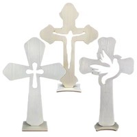 Croix en bois debout chandelier Projection jésus Crucifix chrétien baptême Table centres de table première Communion décor