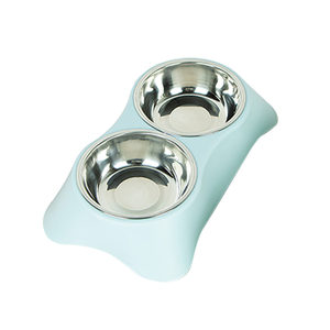 Mangkuk minum plastik 2-in-1, mangkuk ganda Anti-Slip untuk anjing kucing dapat dilepas bahan baja tahan karat - Product Image 4