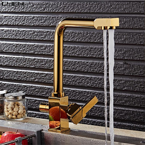 CYEN Wholesales Price Gold Kitchen <strong>Faucets</strong> Pull Out <strong>Sprayer</strong> Single Function Kitchen Taps for Farmhouse Camper Laundry Utility - Product Image 2